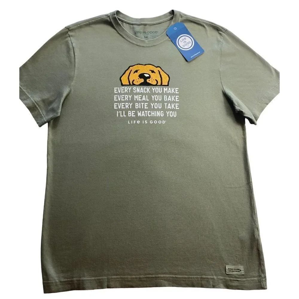 LIFE IS GOOD MEN’S MEDIUM “I’LL BE WATCHING YOU” Logo Solid T-Shirt